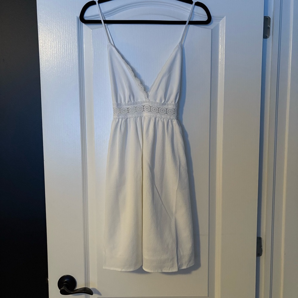 SHEIN White Lace Detail Mini Dress